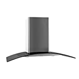 Klarstein GL90WS Hotte aspirante murale (design moderne, 90cm, capacité d'extraction maximale de 400m³/h, 2 filtres à graisse remplaçable) - acier & verre noir