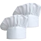 2 Pcs Chapeau de Chef Élastique ZKSM, Toque de Chef Cuisinier Réglable en Coton Polyester pour Adultes, Maison, hôtel,Barbecue