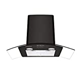 CIARRA CBCB9506B Hotte Aspirante Murale 90CM 550 m³/h Evacuation & Recyclage 3 Vitesses Ventilateur Extracteur Inox Noir Hotte de Cuisine