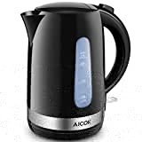 Bouilloire Electrique Aicok 2200W Bouilloire de Chauffage Rapide 1.7L Bouilloire Sans BPA Avec Grande Ouverture, Sans Fil, Niveau Eau Visible, Arrêt Automatique, pour Tisanes, Thé, Café