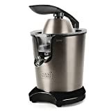 BLACK+DECKER BXCJ350E - Presse agrumes électrique levier professionnel 350W, Inox, moteur à courant alternatif, 650ml, 2 cônes pour tous les agrumes, filtre en inox et filtre régulateur de pulpe