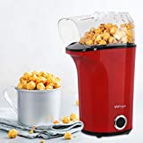 MVPower Machine à Popcorn Electrique 1400W, Popcorn Popper Antiadhésif, Air Chaud sans Huile, avec Couvercle Amovible, Protection contre la Surchauffe