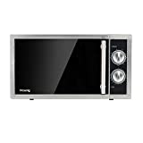 H.Koenig Four Micro-Ondes Grill 2 en 1 23L VIO7 1000W, Compact Plateau tournant 27cm, Multifonction 9 programmes, Décongélation, Cuisson combinée, Rapide, Minuterie 30min, Effet miroir noir, Inox