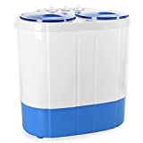 oneConcept DB003 - machine à laver, mini-machine à laver, lave-linge de camping, essoreuse, pour célibataires, étudiants, campeurs, capacité 2 kg, 250 W de puissance de lavage - blanc-bleu