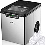 Machine à Glaçons Aicok, Machine a Glace Acier Inoxydable avec 1.9L Réservoir, 9 Glaçons Par 6-14 Min, Produire 12kg De Glace Par Jour, 2 Tailles, Cuillère à Glace, Ventilateur DC Silencieux, Argent