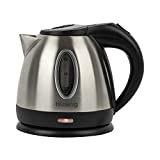 H.Koenig Bouilloire électrique 1,2L Inox BO12 compacte pratique 1630 W, Verre gradué avec Niveau d'Eau Visible, Ebullition Chauffage Rapide, Lavable, Témoin lumineux, Socle 360°