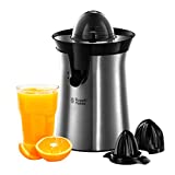 Russell Hobbs Presse Agrumes Electrique, 2 Sens Rotation, 2 Cônes Interchangeables, Jus de Fruit Frais Rapide - Inox 22760-56