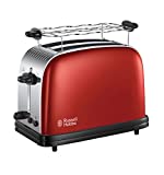 Russell Hobbs Toaster, Grille Pain Extra Large, Cuisson Rapide et Uniforme, Contrôle Brunissage, Chauffe Vionnoiserie - Rouge 23330-56 Colours Plus