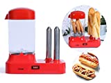 Machine à hot-dogs, pour 6 saucisses, avec récipient chauffant amovible, chauffe-saucisses avec brochettes en acier inoxydable pour réchauffer les petits pains