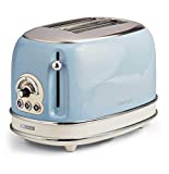 Ariete Vintage 155 Grille-Pain 2 Tranches, 810 Watts, 6 Niveaux de Grillage, en Acier Inoxydable Peint en Couleur Bleu Ciel Pastel, Sans Pince