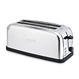 H.Koenig TOS28 Grille Pain Toaster Spécial Baguette 2 Tranches Fentes larges Inox vintage, 7 Niveaux de brunissage, Décongélation, Rapide et uniforme, Pain et Viennoiserie, Nettoyage facile, 1500W