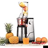 Extracteur de Jus de Fruits et Légumes vertical GSX22 H.Koenig - Centrifugeuse Vitamin + sans BPA - 82 mm Large Bouche - 3 tamis pour jus fin ou épais et sorbet - pression douce 60 tours 400 W