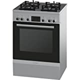 Bosch Serie 6 HGD747355F Autonome Cuisinière à gaz A Acier inoxydable four et cuisinière - Fours et cuisinières (Cuisinière, Acier inoxydable, Rotatif, Devant, 1,2 m, CE)