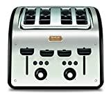 Tefal Grille Pain Maison 4 fentes, 2 Chambres Indépendantes de Cuisson, Réchauffage, Décongélation, Remontée Extra Haute, 1700W, Inox et Noir TT770811