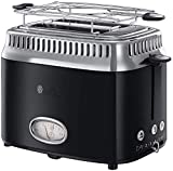 Russell Hobbs Toaster Grille-Pain, 3 Fonctions, Température Ajustable, Réchauffe Viennoiserie, Design Vintage - Noir 21681-56 Retro