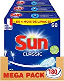 Sun Tablettes Lave-Vaisselle Classique Fabriqué en France 180 Lavages (Lot de 3x60 Tablettes)