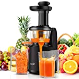 Extracteur de Jus, Joerid Slow Juicer Presse à Froid Moteur Silencieux, Compact et Puissant, Rendement Plus Elevé de Jus avec Fonction Inverse, Tasse à Jus/Brosse de Nettoyage Inclus