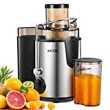 Centrifugeuse Fruits et Légumes Aicok Centrifugeuse Extracteur de Jus, 65MM Large Goulot Extracteur de Jus avec 2 Vitesses et Fonction Pulse, Système Anti-goutte, Pieds Antidérapants, Sans BPA